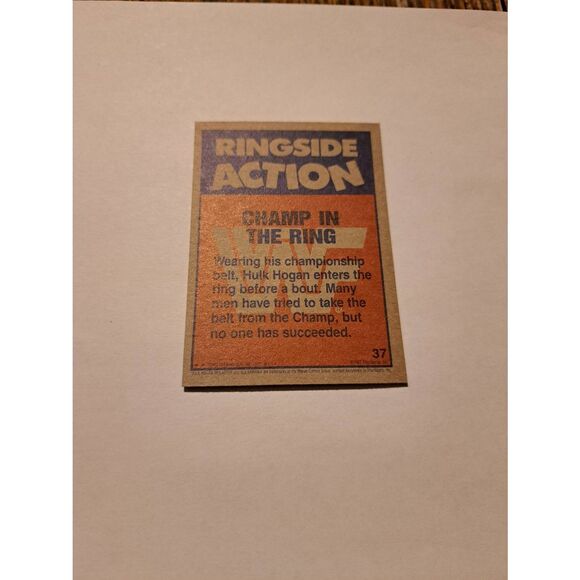1987 Topps WWF Hulk Hogan #37 Champ in the Ring Wrestling Card Titan Sports - Picture 2 of 2